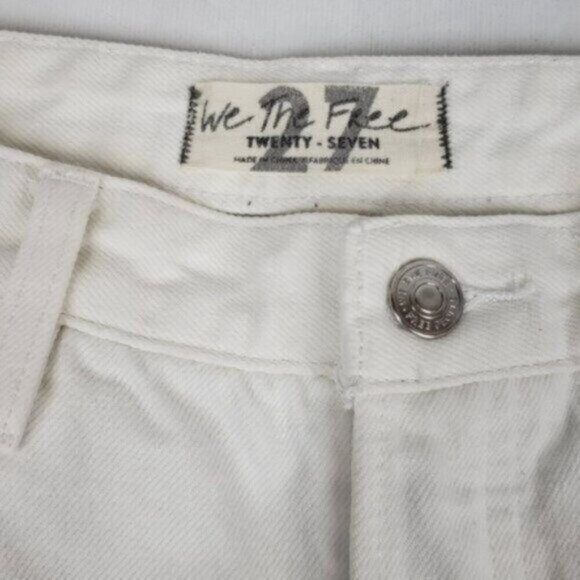 We The Free White Cropped Raw Hem Flare Jeans Size 27 - Picture 7 of 16
